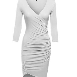 Super Sexy 3/4 Sleeve Body Con Wrap Dress